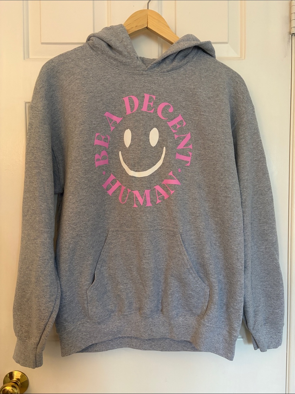 Barstool Sports Be A Decent Human Grey Graphic Hoodie Size M